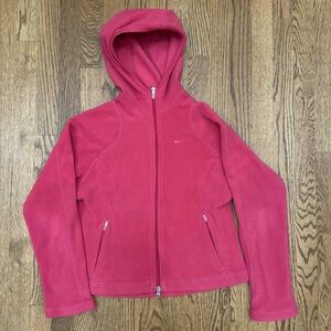Vintage Nike Hoodie Sweatshirt Fleece Womens Small Pink Therma-Fit Full Zip y2k